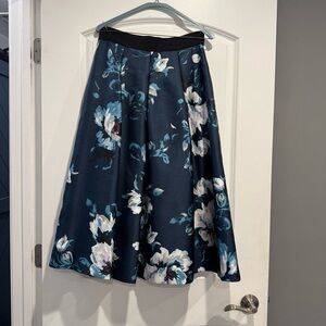 White House Black Market Blue Midi A-Line Skirt